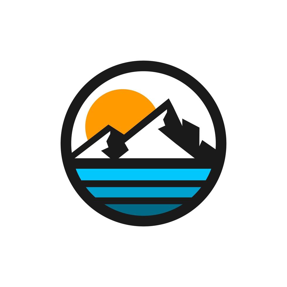 logo moderne de montagne et de plage vecteur