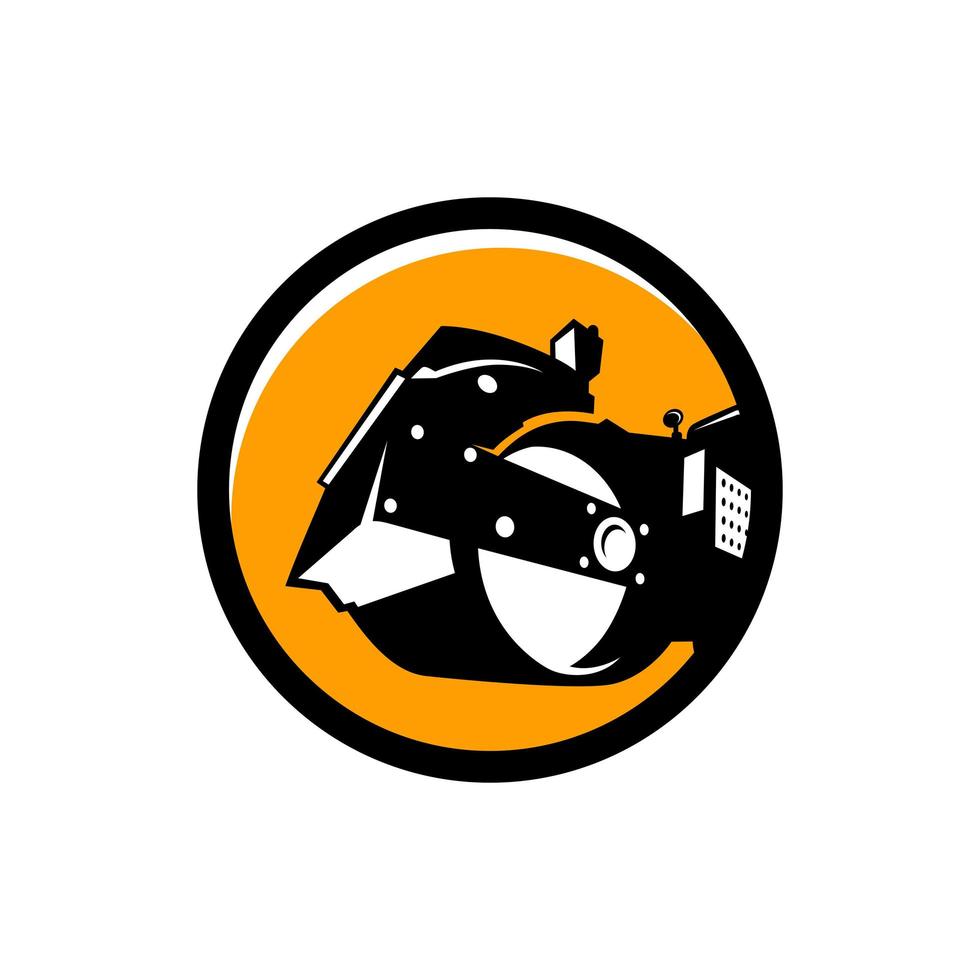 logo de l'outil de construction de routes asphaltées à rouleaux tandem vecteur