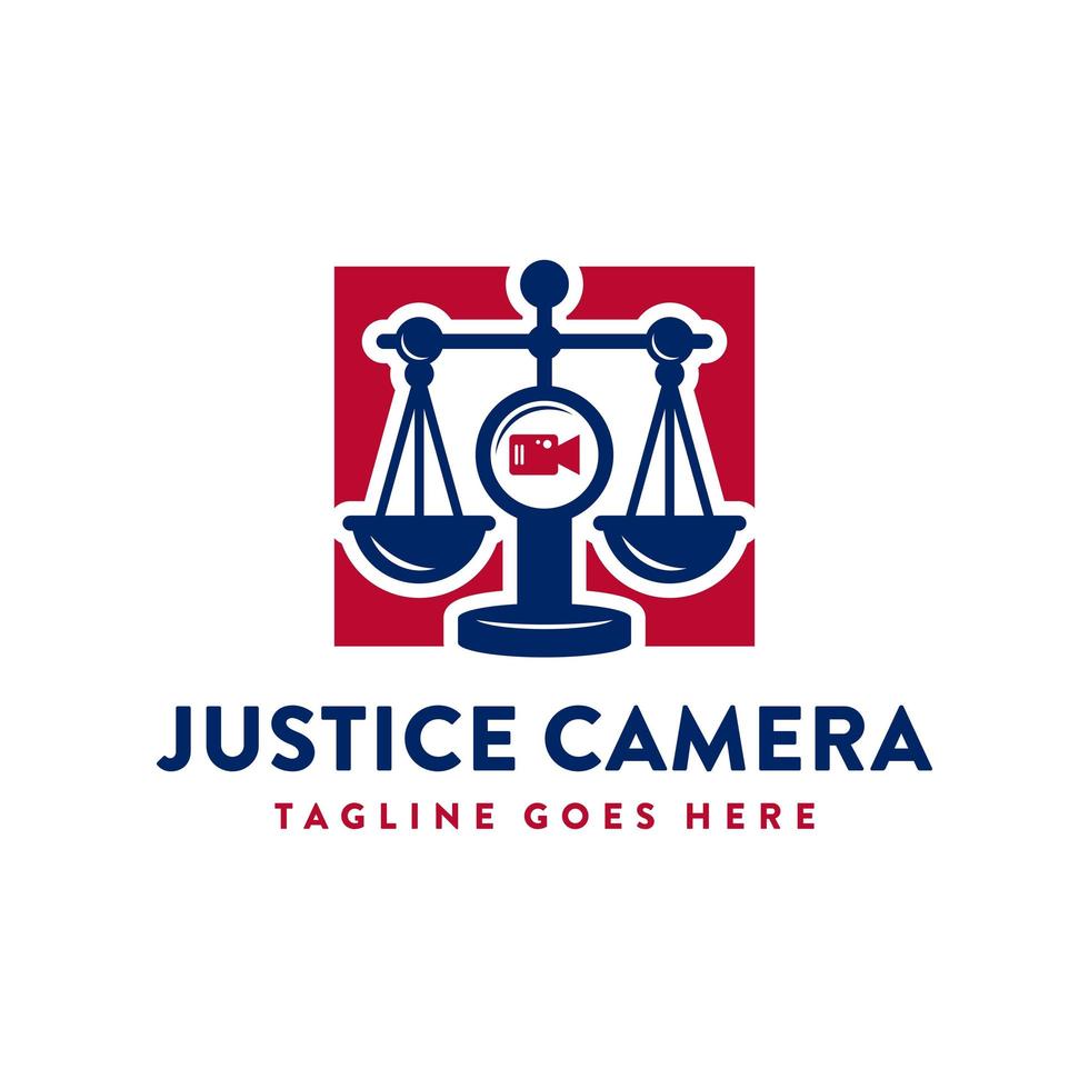 logo d'illustration de caméra de loi de justice vecteur