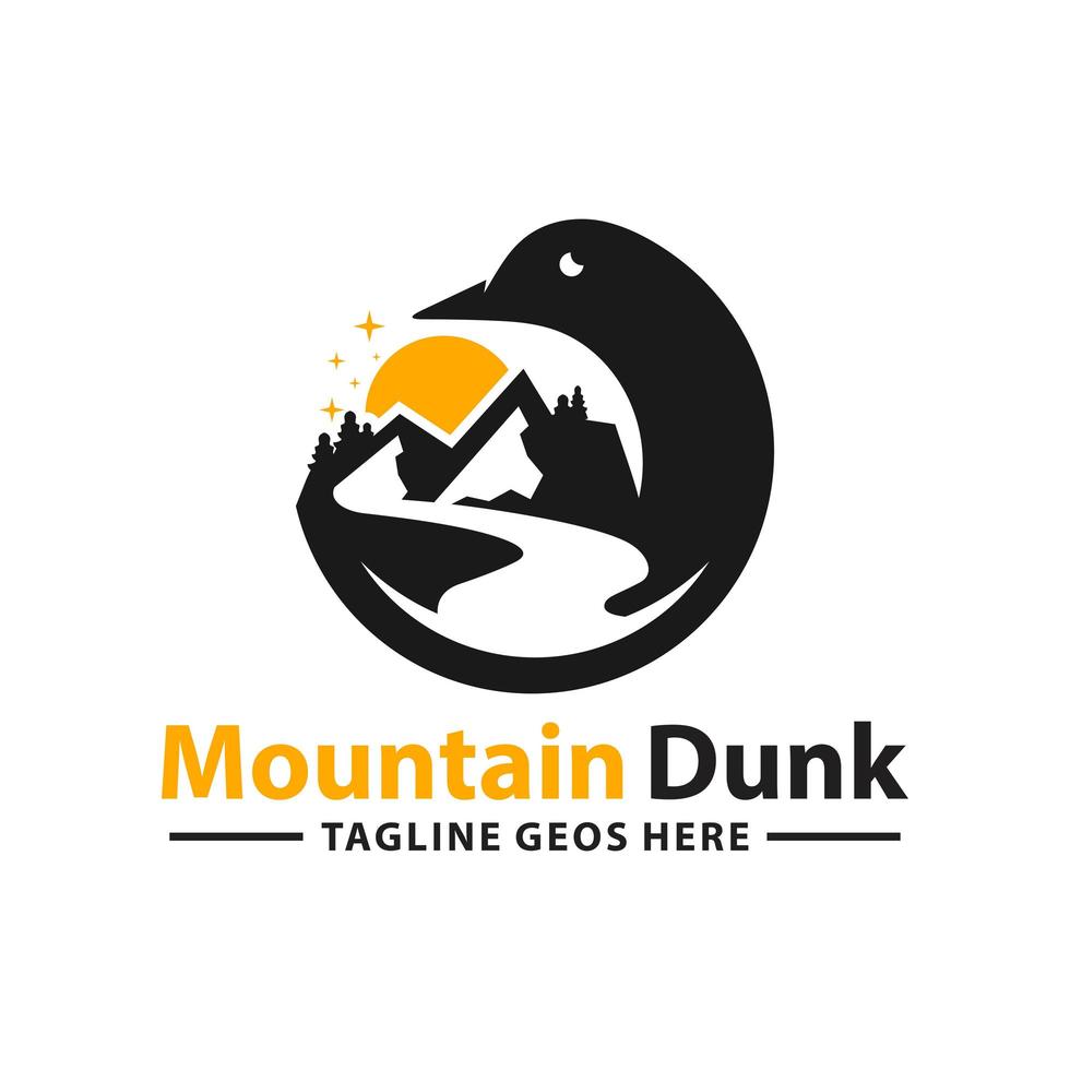création de logo de montagnes de canard vecteur