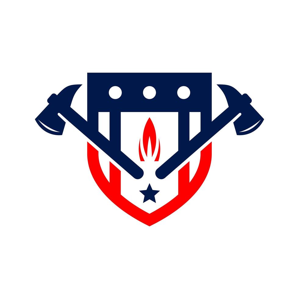 logo dillustration de bouclier de pompier vecteur