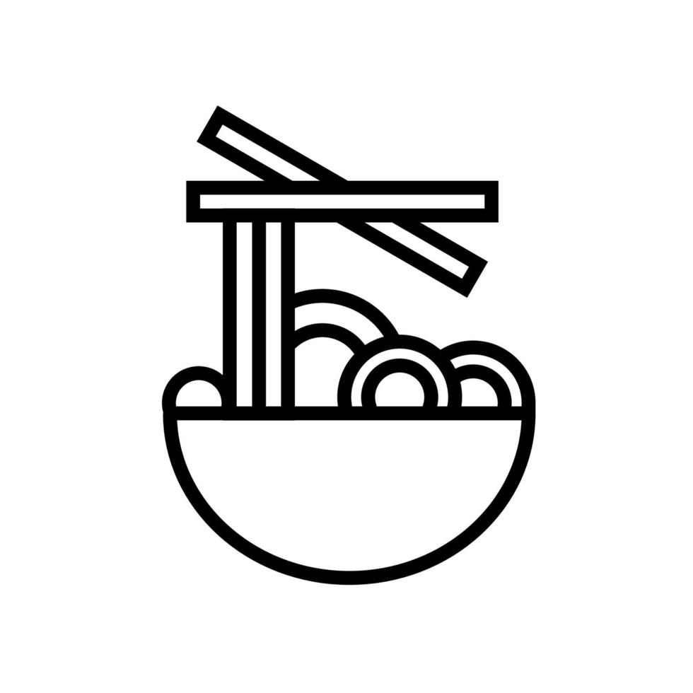 Icône d'art de ligne pictogramme ramen japonais, symbole de nourriture spéciale vecteur