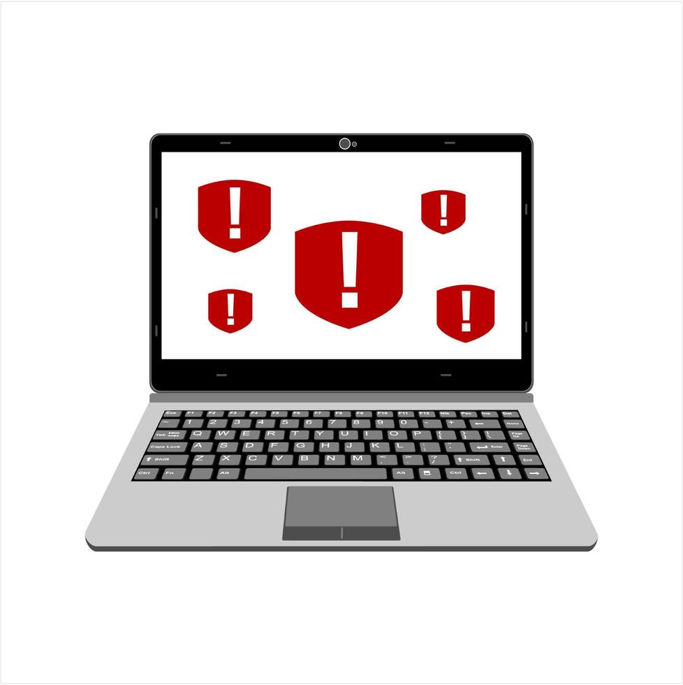 illustration vectorielle d'ordinateur portable réaliste afficher un avertissement d'alerte pour le virus informatique vecteur