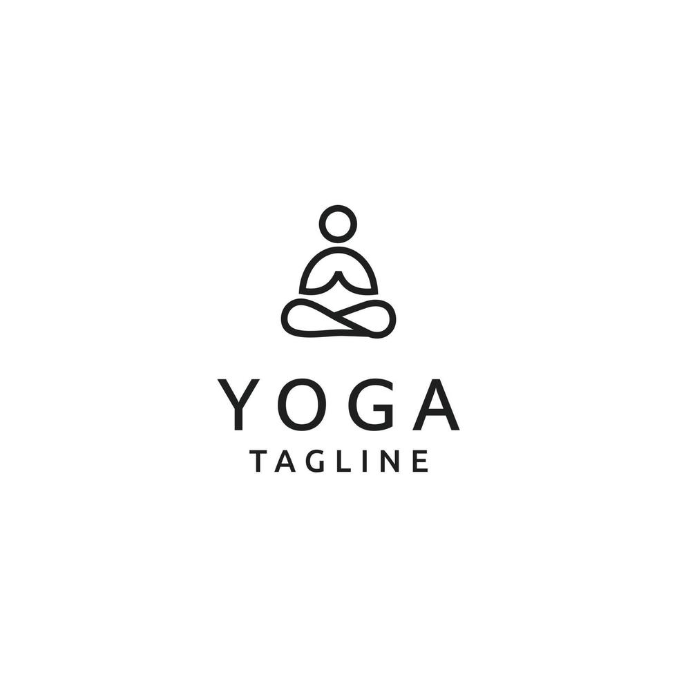 vecteur d'icône de conception de logo minimaliste art ligne yoga