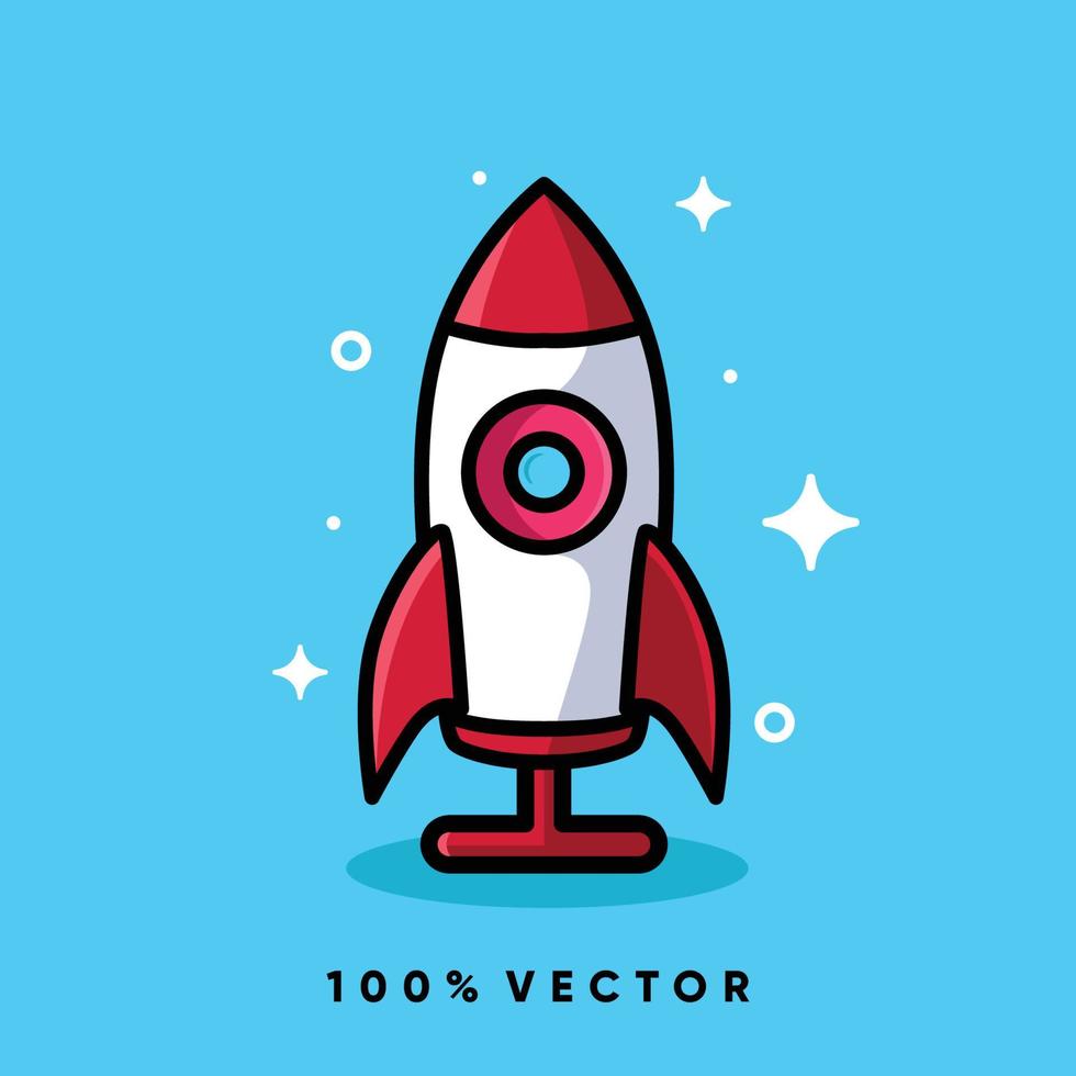 lancement de fusée icône de dessin animé illustration vectorielle vecteur