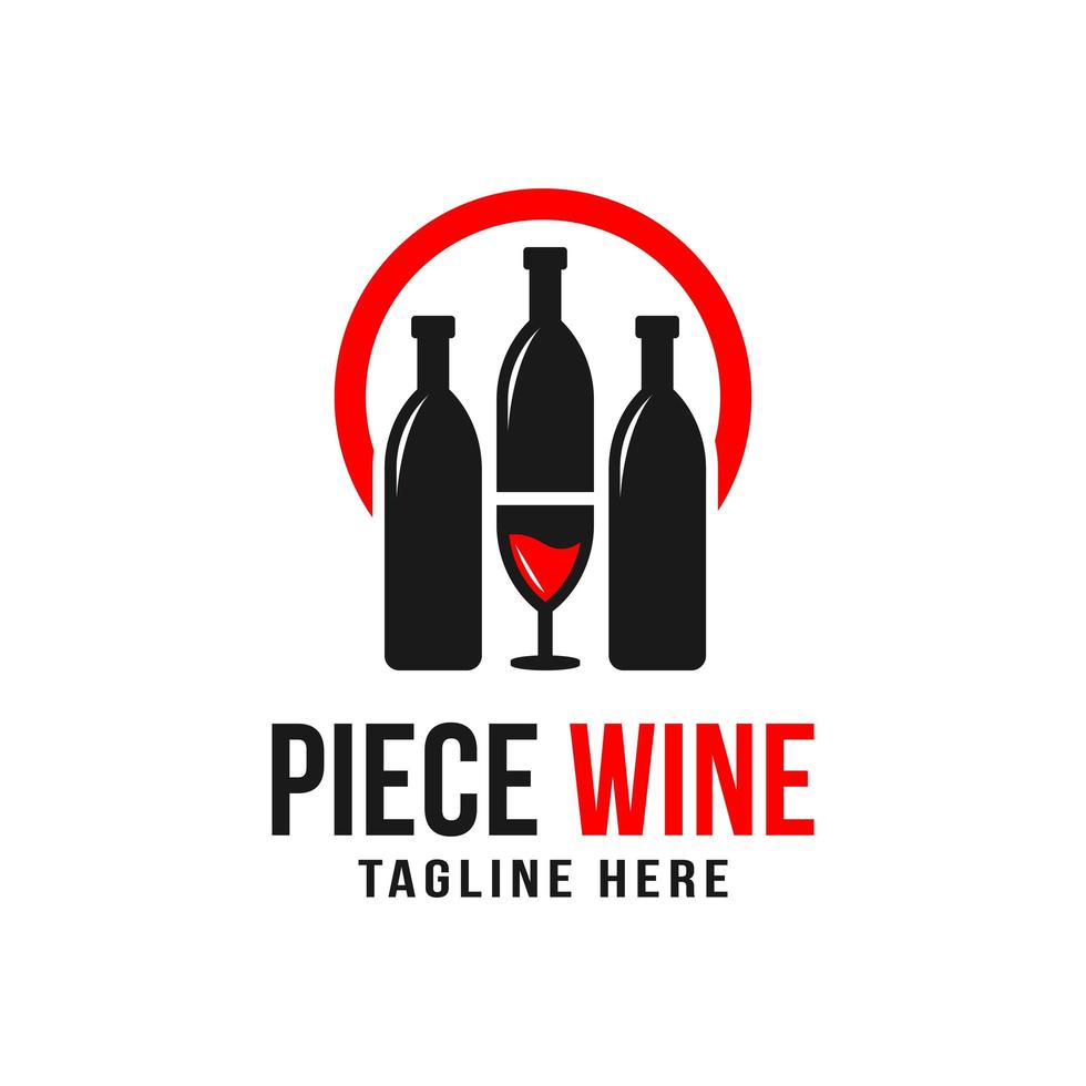 bouteille de vin et logo illustration verre vecteur