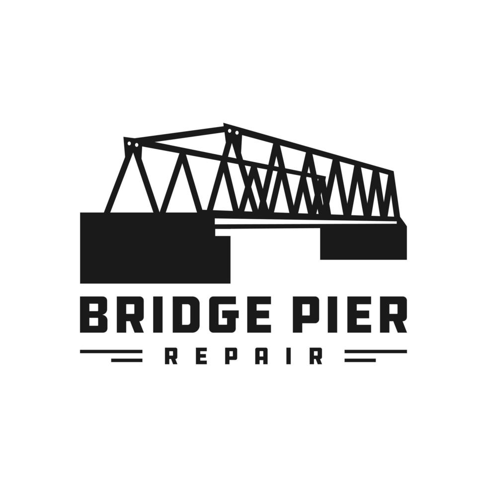 logo d'illustration de construction de jetée de pont vecteur