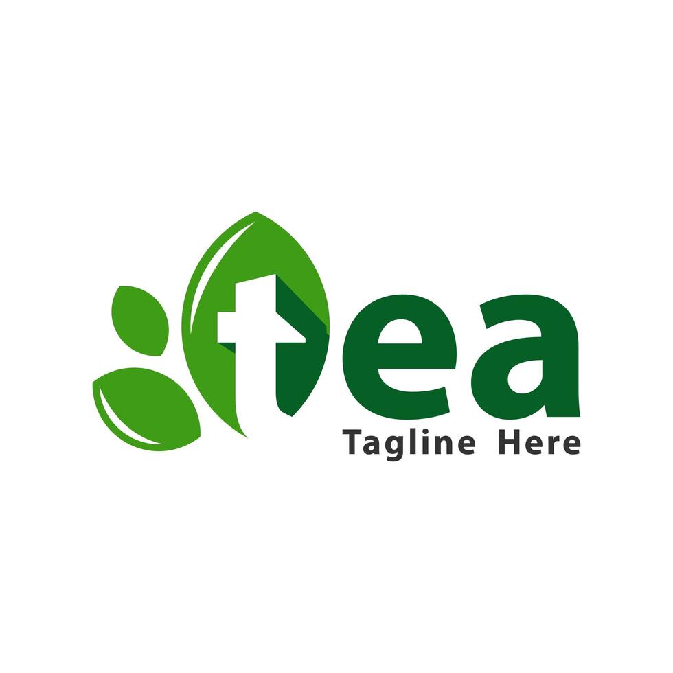 logo illustration thé vert et naturel vecteur