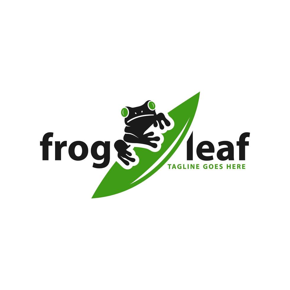 logo illustration animal grenouille sur feuille vecteur