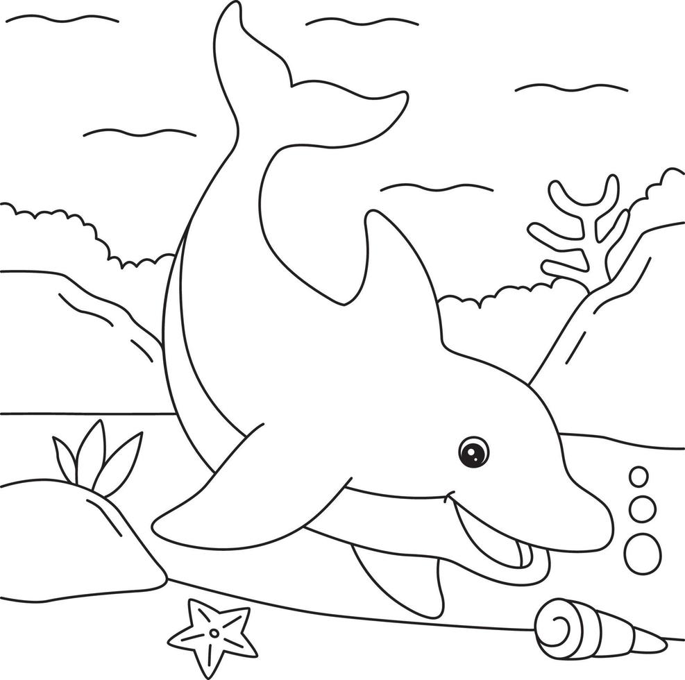 coloriage de dauphin pour les enfants vecteur