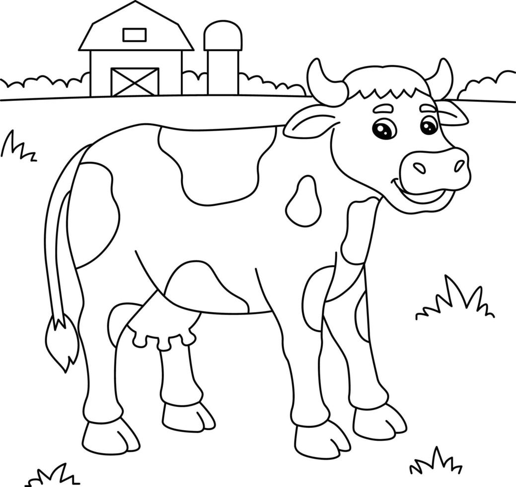 coloriage de vache pour les enfants vecteur