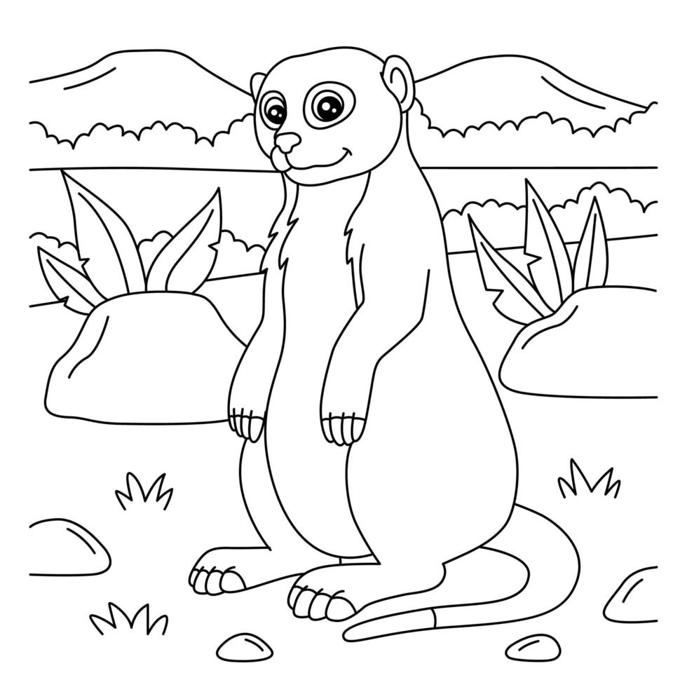 page de coloriage suricate pour les enfants vecteur