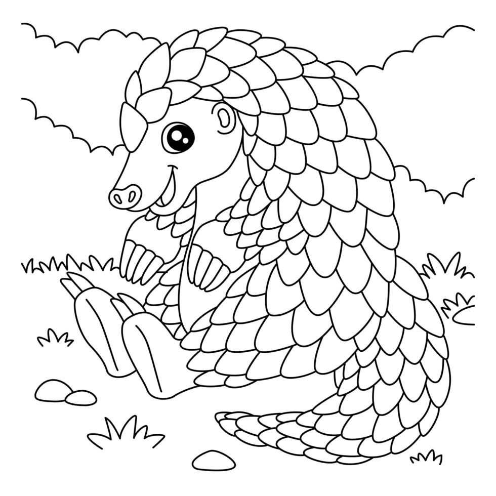 coloriage de pangolin pour les enfants vecteur