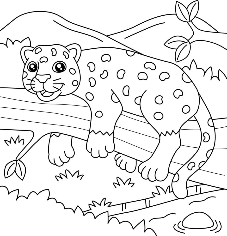 Coloriage jaguar pour les enfants vecteur