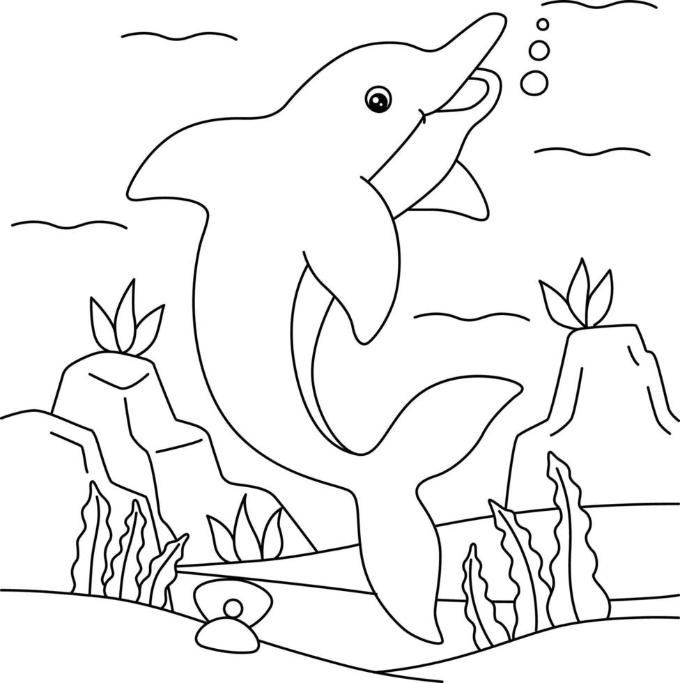 coloriage de dauphin pour les enfants vecteur