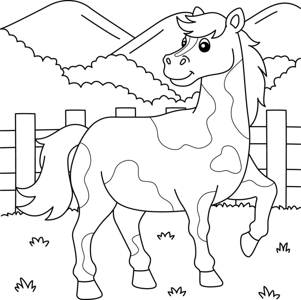 coloriage de cheval pour les enfants vecteur