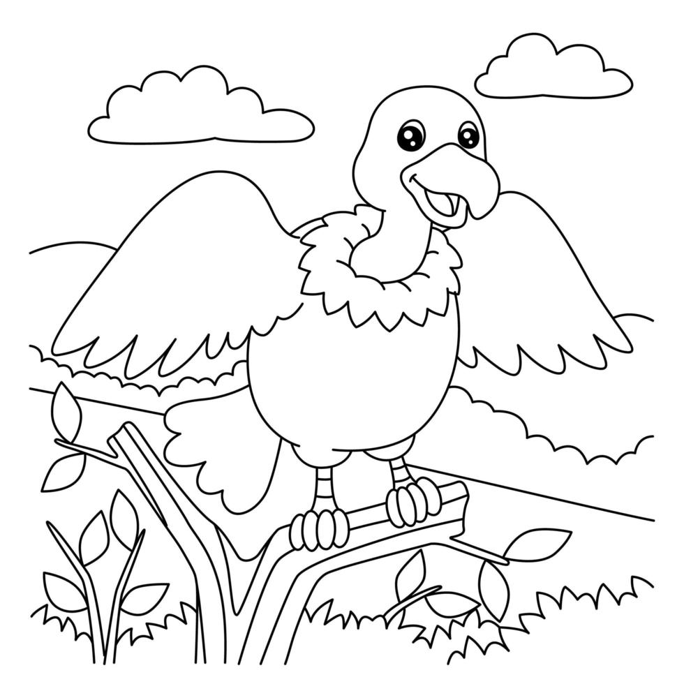 page de coloriage vautour pour les enfants vecteur