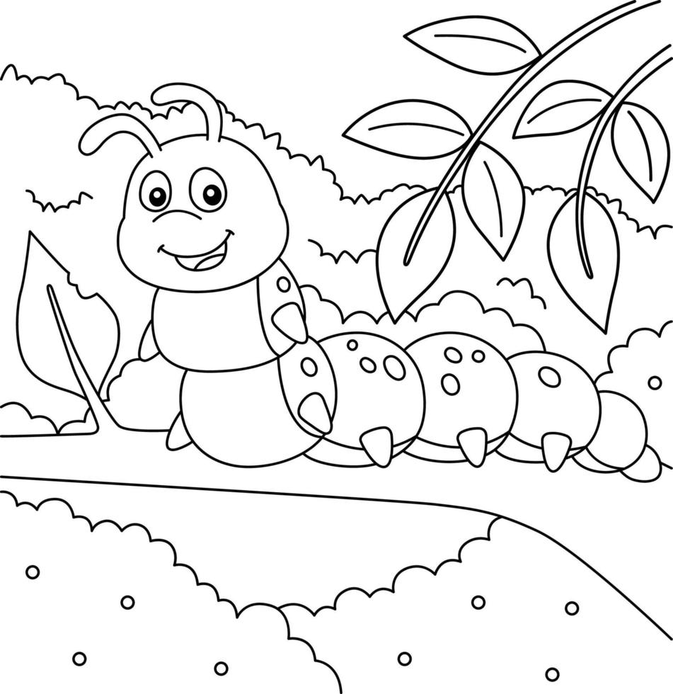 coloriage de chenille pour les enfants vecteur