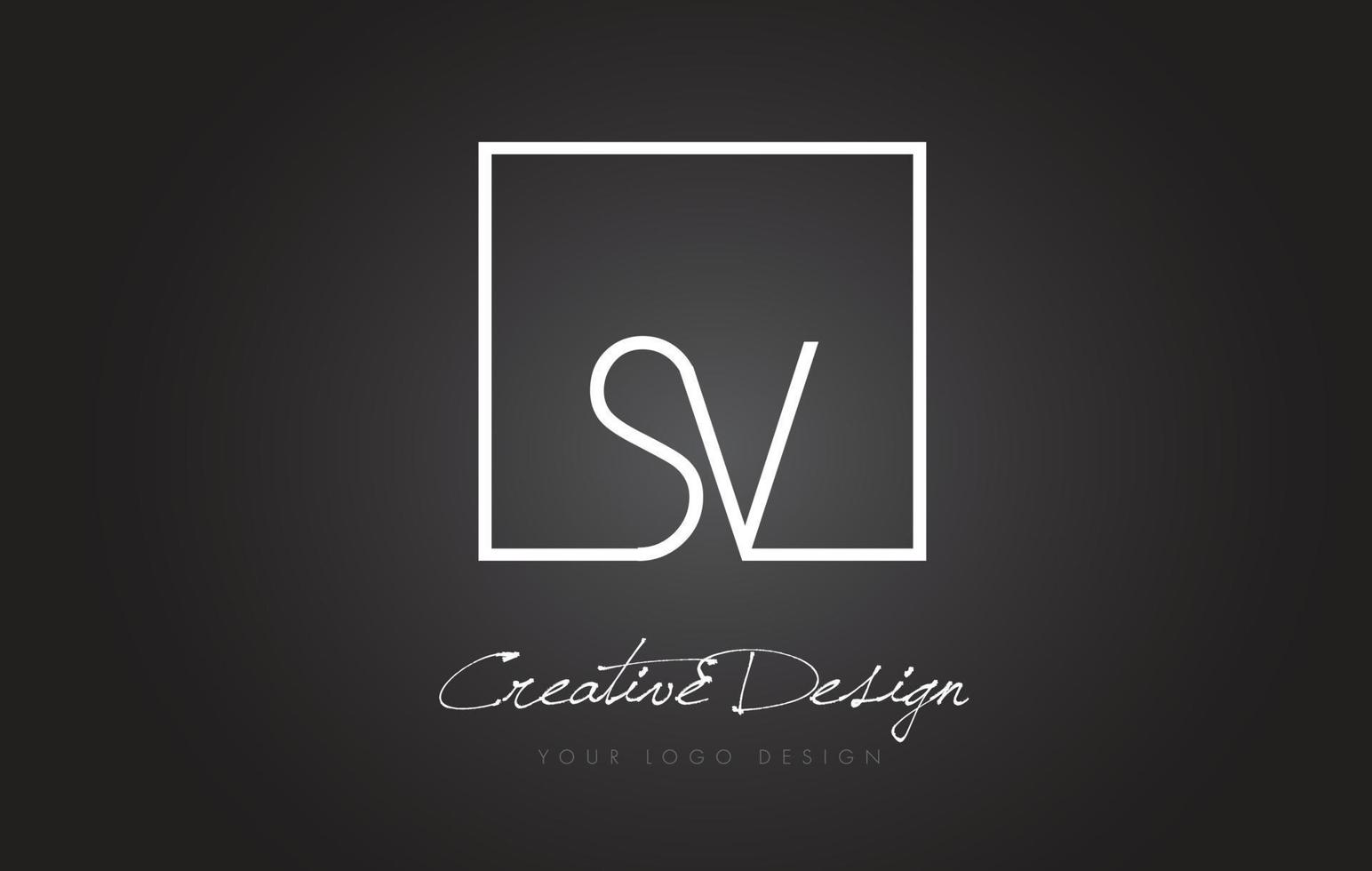 création de logo de lettre de cadre carré sv avec des couleurs noir et blanc. vecteur