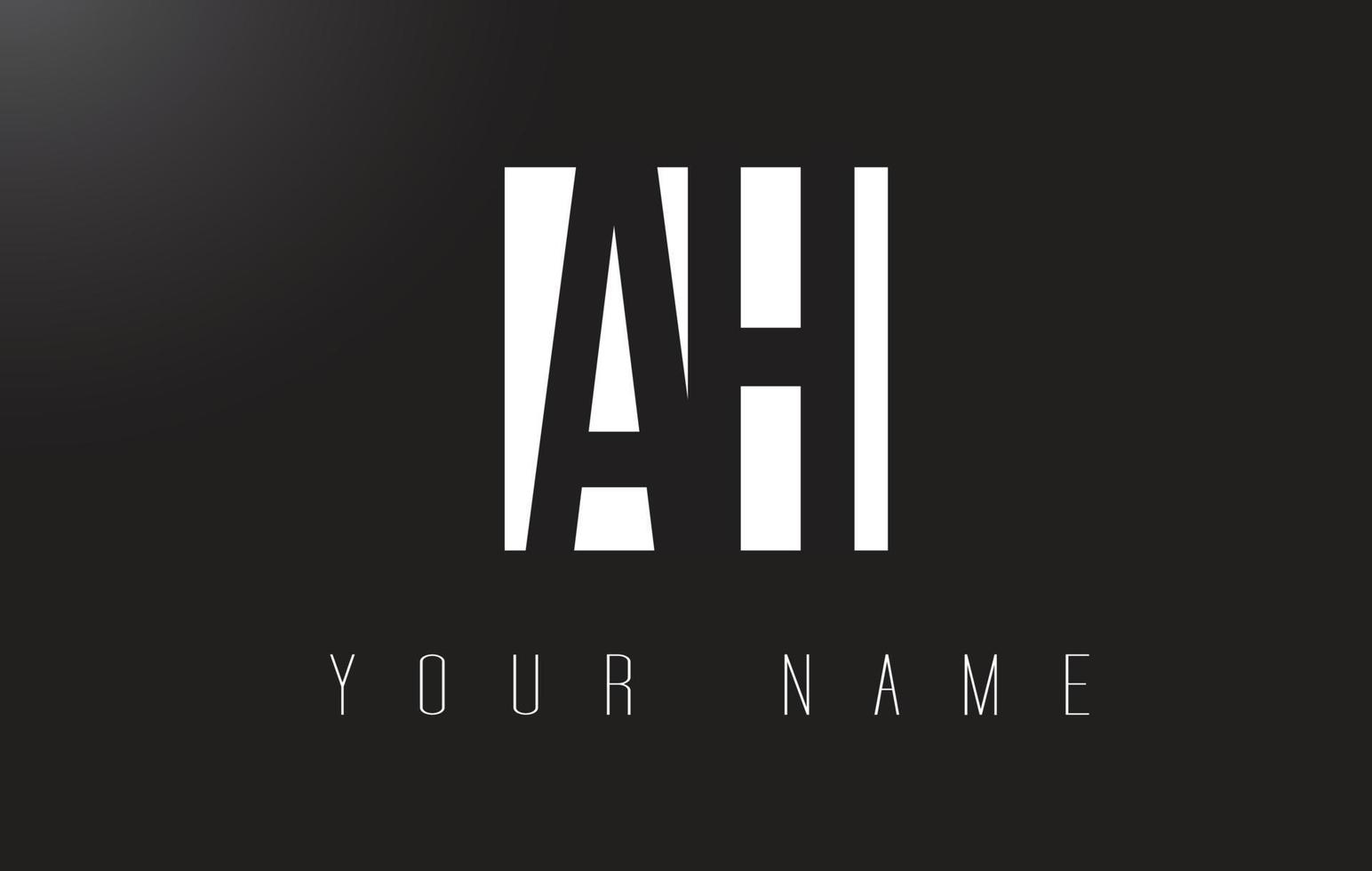 logo de lettre ah avec un design d'espace négatif noir et blanc. vecteur