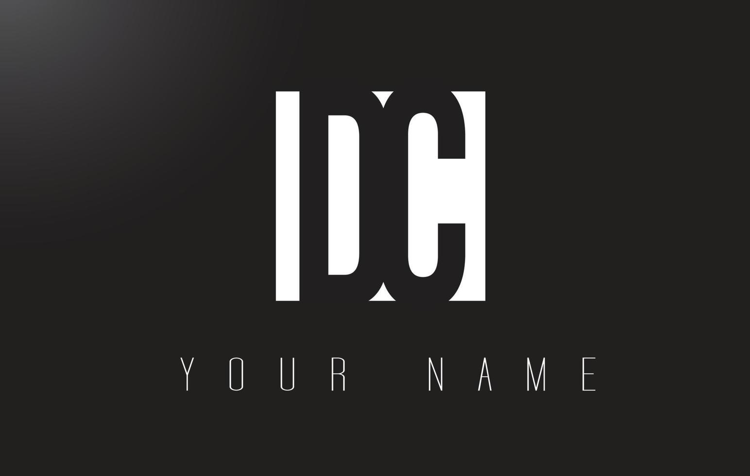 logo de lettre dc avec un design d'espace négatif en noir et blanc. vecteur