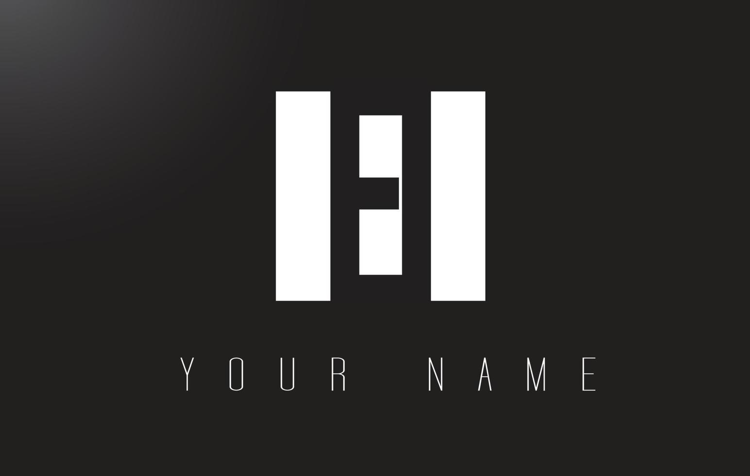 logo de lettre ei avec un design d'espace négatif en noir et blanc. vecteur