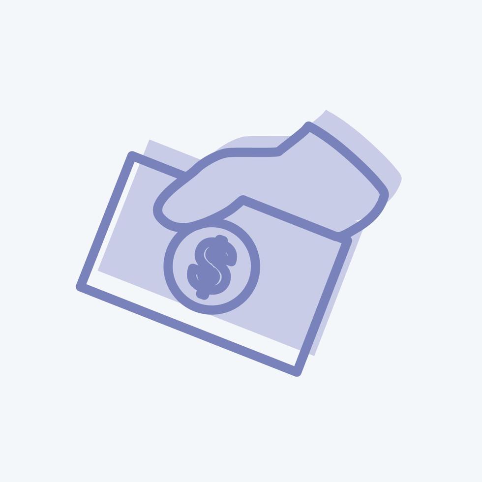 icône de partage d'argent dans un style branché à deux tons isolé sur fond bleu doux vecteur