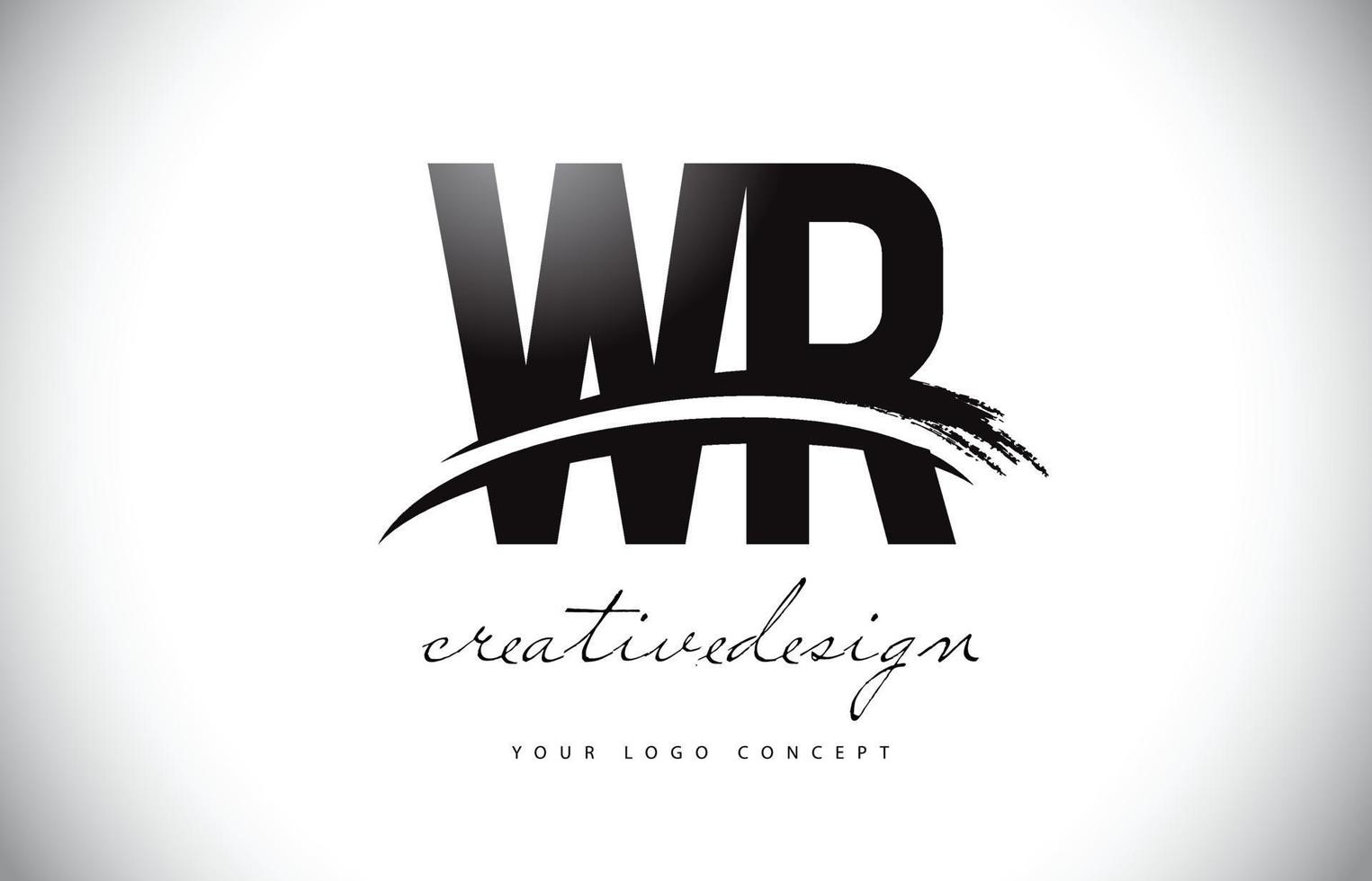 création de logo de lettre wr wr avec swoosh et coup de pinceau noir. vecteur