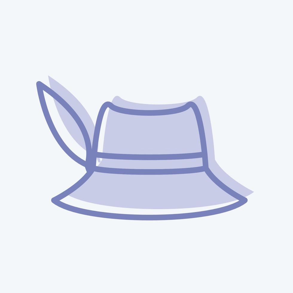 icône de chapeau de femme dans un style branché à deux tons isolé sur fond bleu doux vecteur