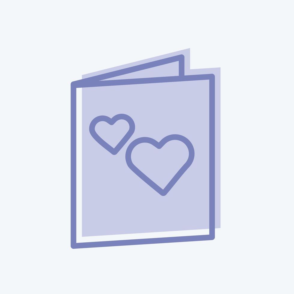icône de carte d'invitation dans un style branché à deux tons isolé sur fond bleu doux vecteur