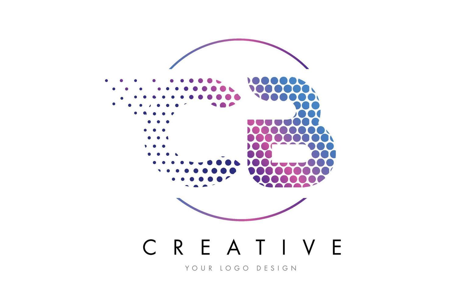 cb cb rose magenta en pointillé bulle lettre vecteur de conception de logo