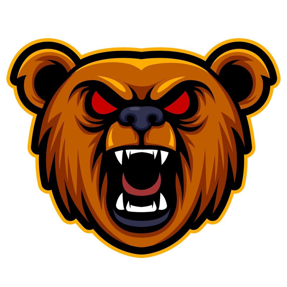 Tête d'ours en colère , mascotte esports logo vector illustration