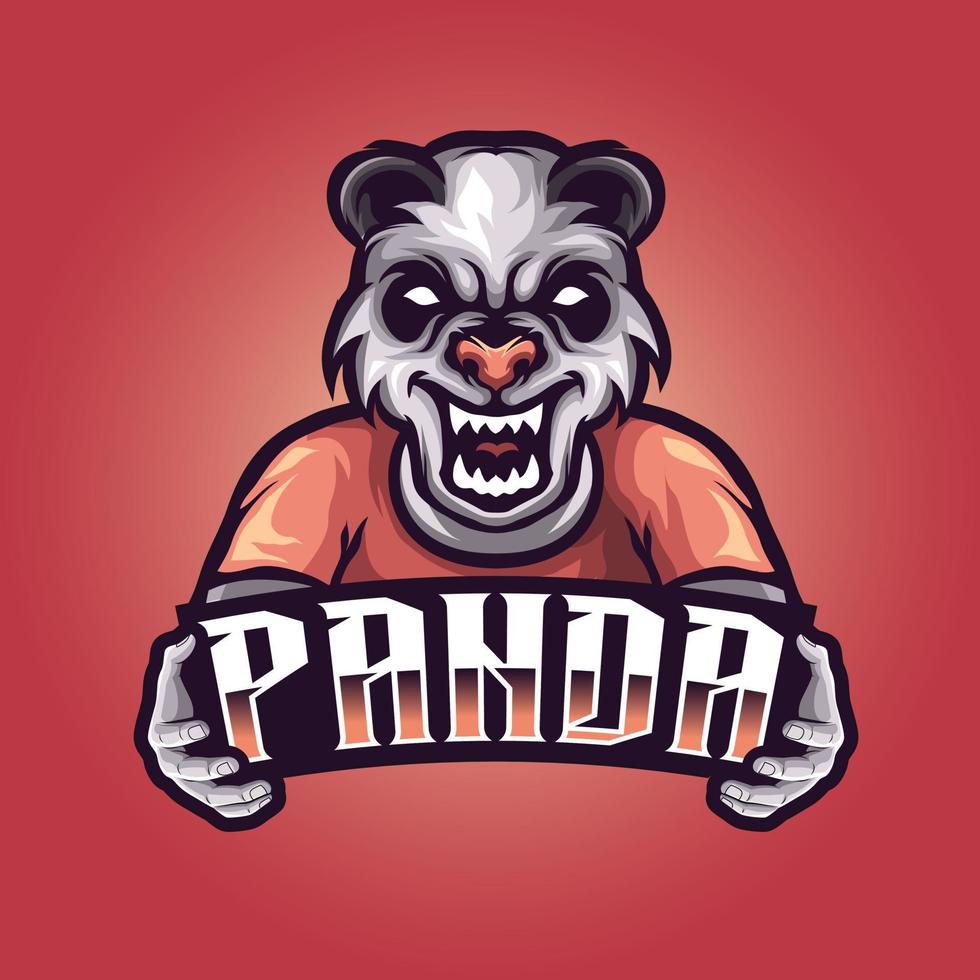 modèle en colère de panda, illustration vectorielle de mascotte esports logo pour les jeux et streamer vecteur