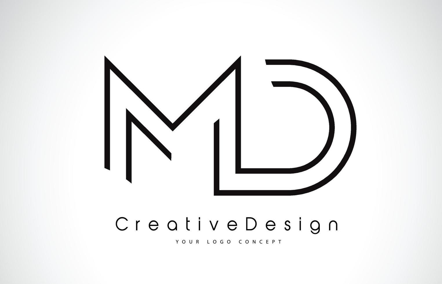 création de logo de lettre md md en couleurs noires. vecteur