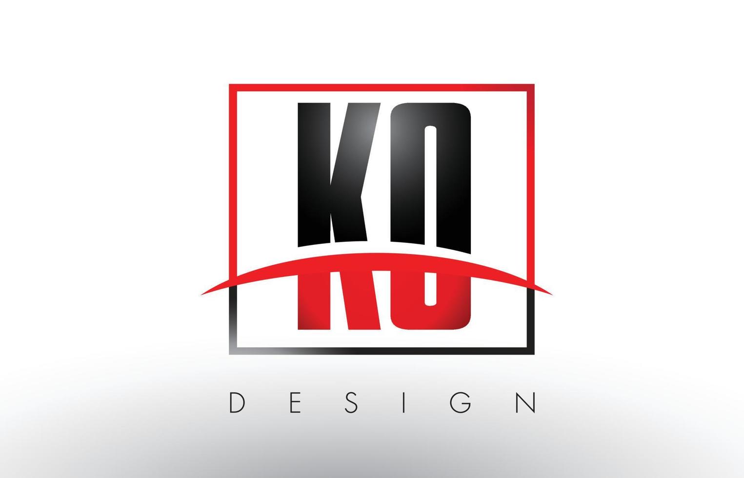 lettres du logo ko ko aux couleurs rouges et noires et swoosh. vecteur