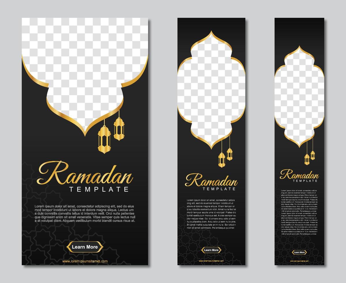 ensemble de bannières Web ramadan de taille standard avec une place pour les photos. conception de modèle de ramadan. illustration vectorielle vecteur