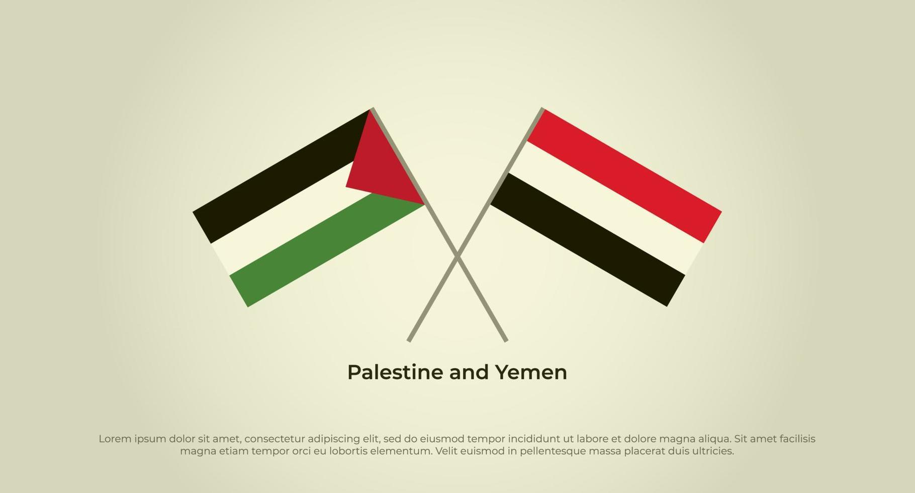 drapeaux croisés de la Palestine et du Yémen. couleurs officielles. proportion correcte vecteur