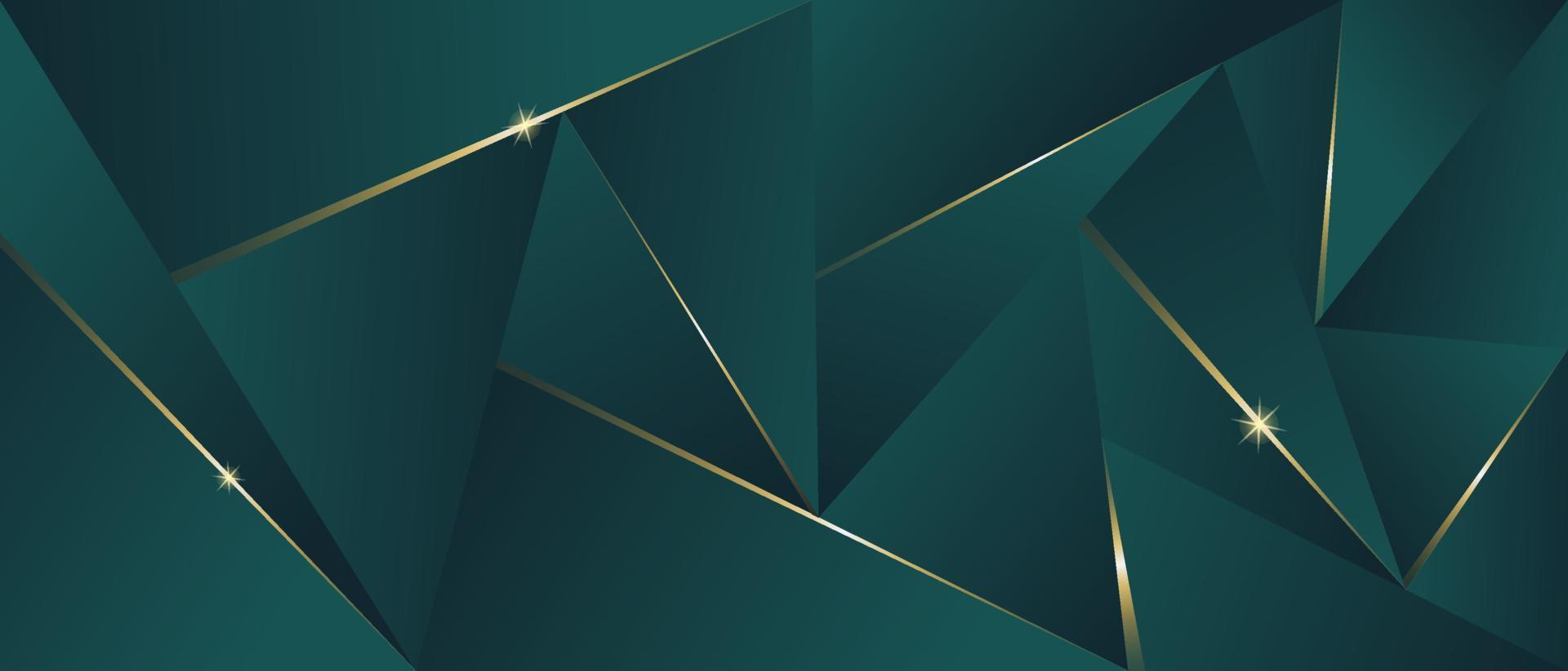 motif polygonal de luxe abstrait, vert foncé avec de l'or vecteur