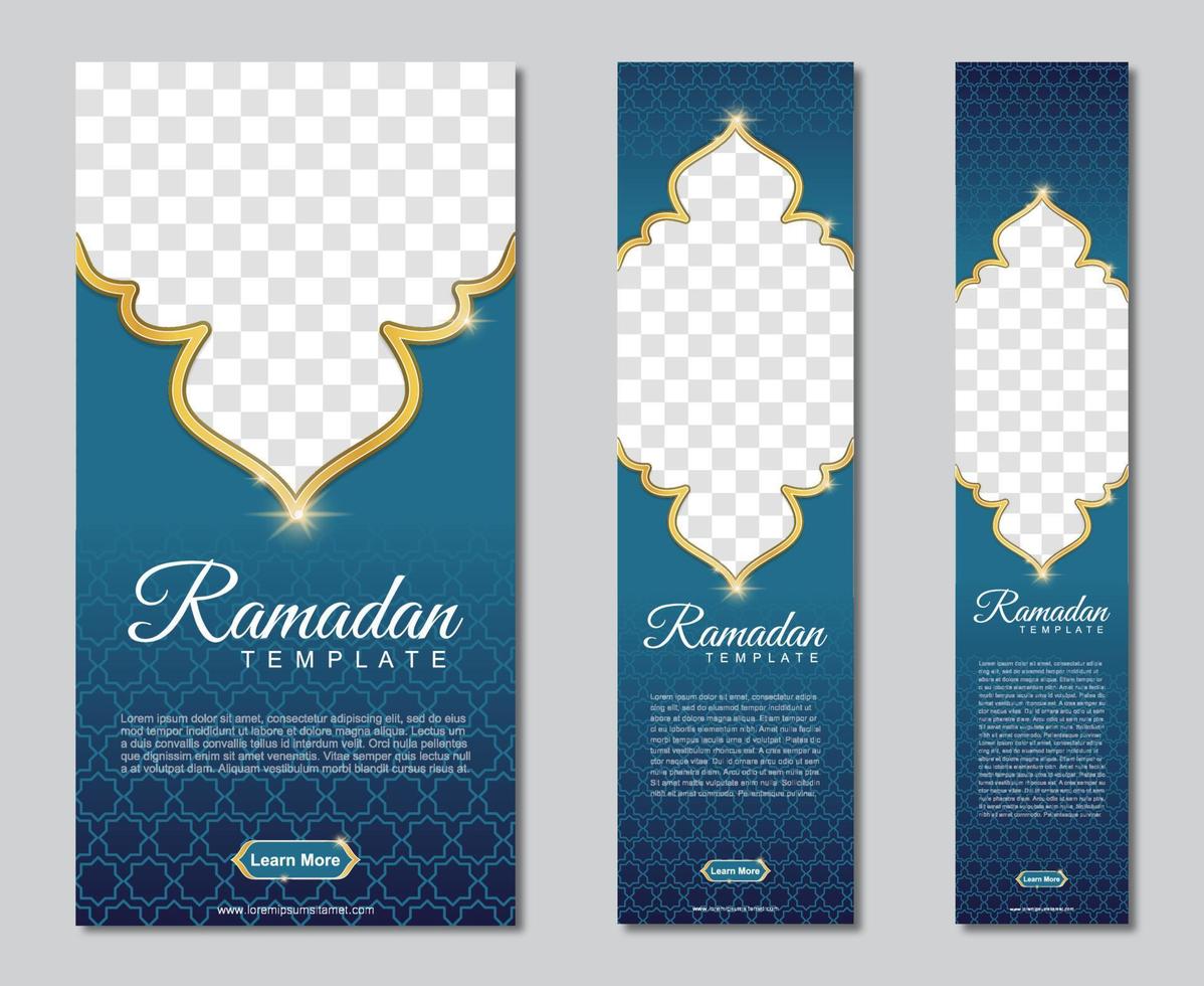 ensemble de bannières Web ramadan de taille standard avec une place pour les photos. conception de modèle de ramadan. illustration vectorielle vecteur