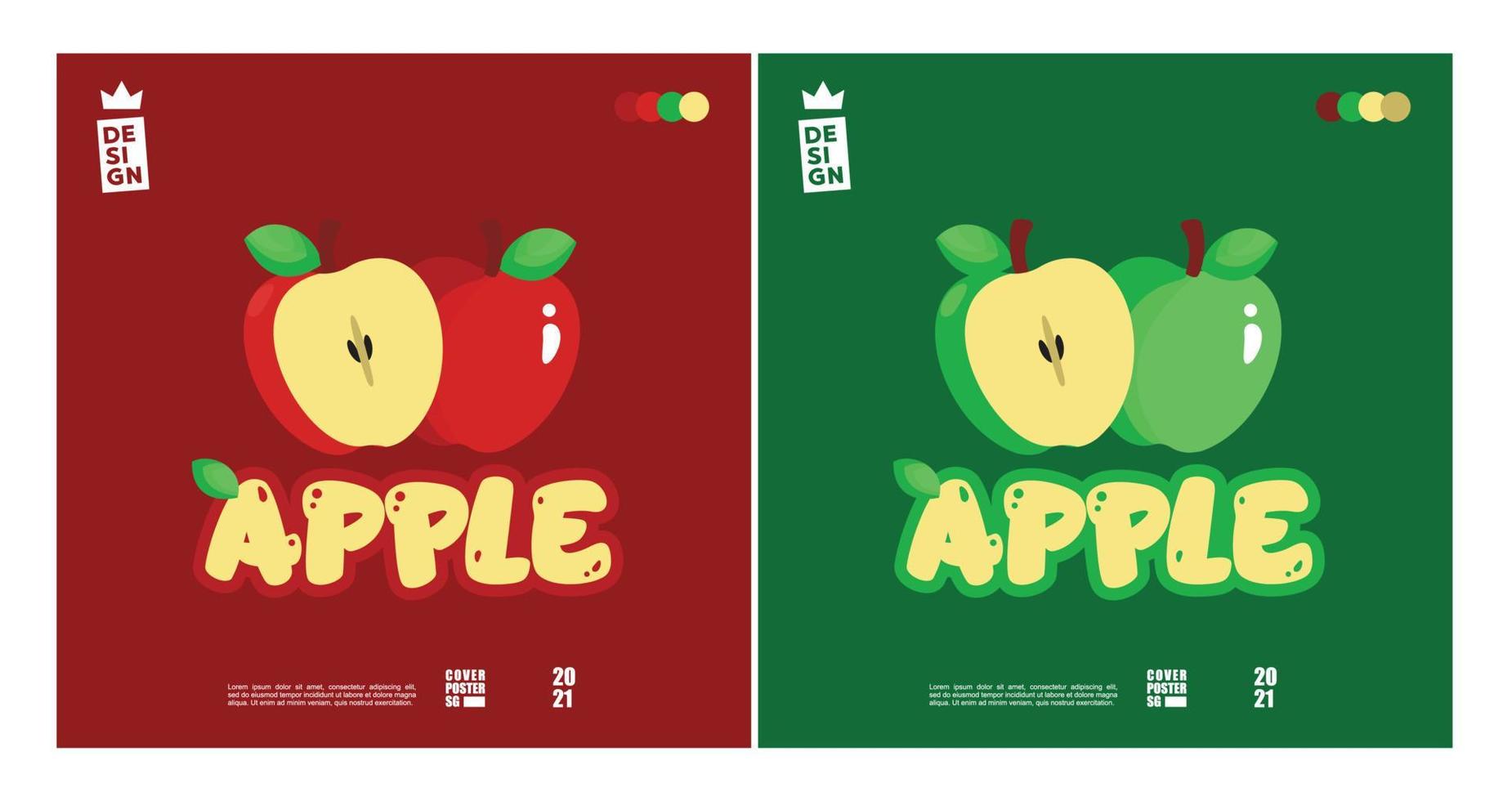 concept de logo de pomme mignon avec un mélange de 2 couleurs vecteur