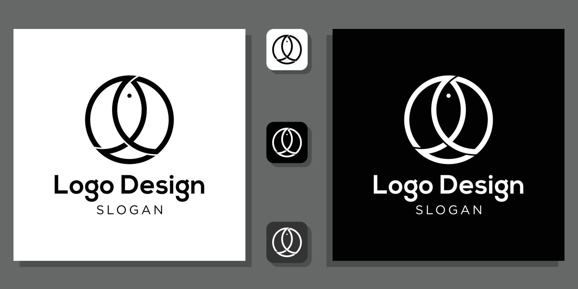logo design symbole poisson cercle forme résumé avec modèle d'application vecteur