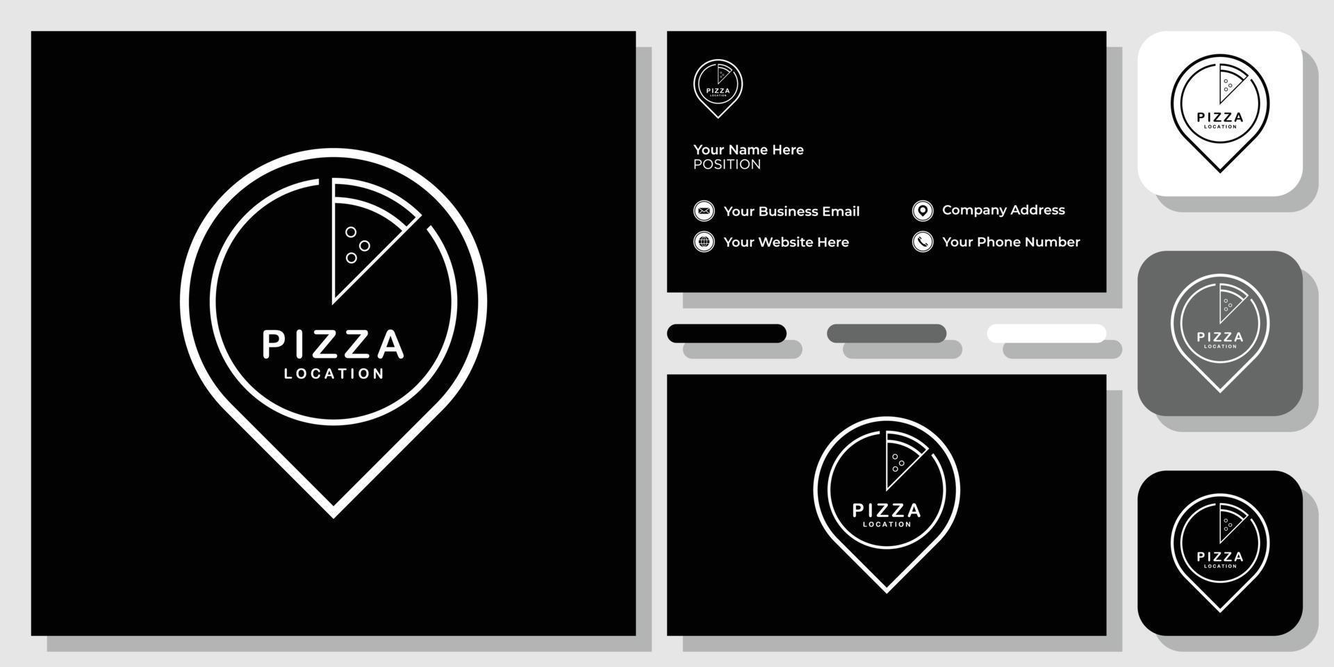 Lieu de combinaison de symboles d'emplacement de pizza manger du pain restaurant avec modèle de carte de visite vecteur