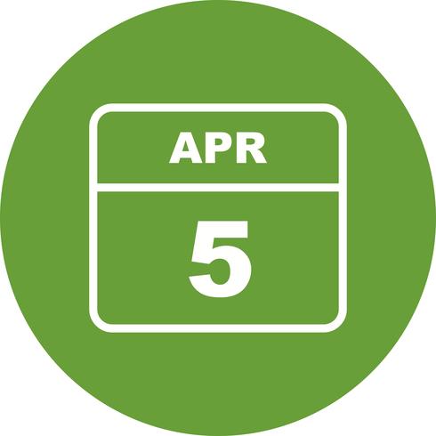 5 avril Date sur un calendrier à jour unique vecteur