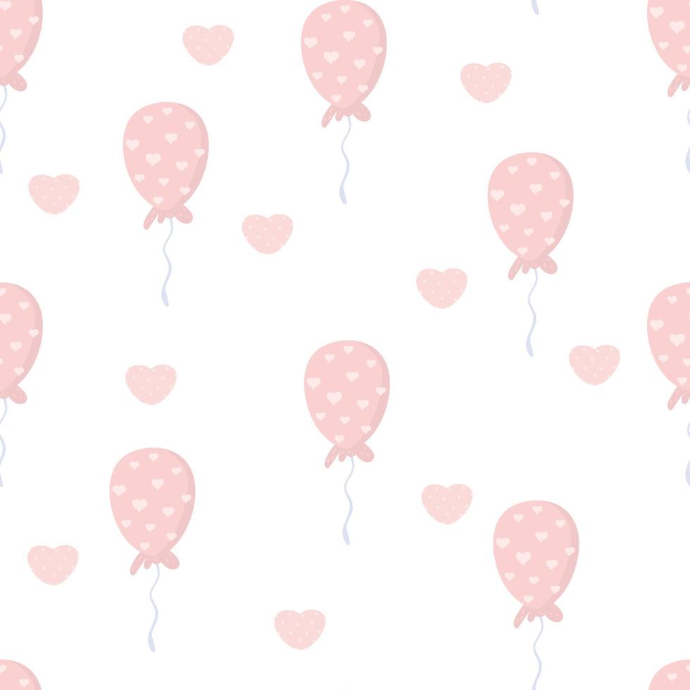 jolis ballons roses doux avec des coeurs. motif minimaliste pour la Saint-Valentin. vecteur