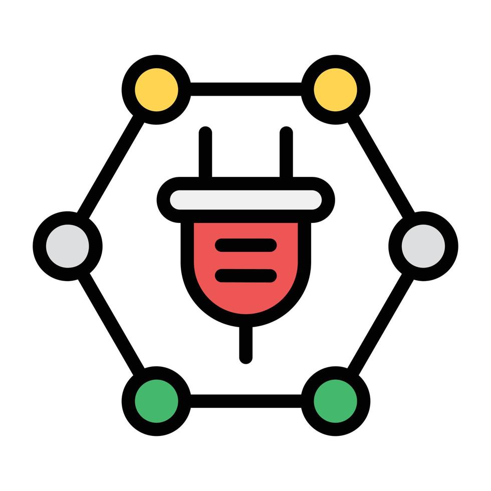 branchez à l'intérieur du réseau de nœuds connectés présentant l'icône du réseau électrique vecteur