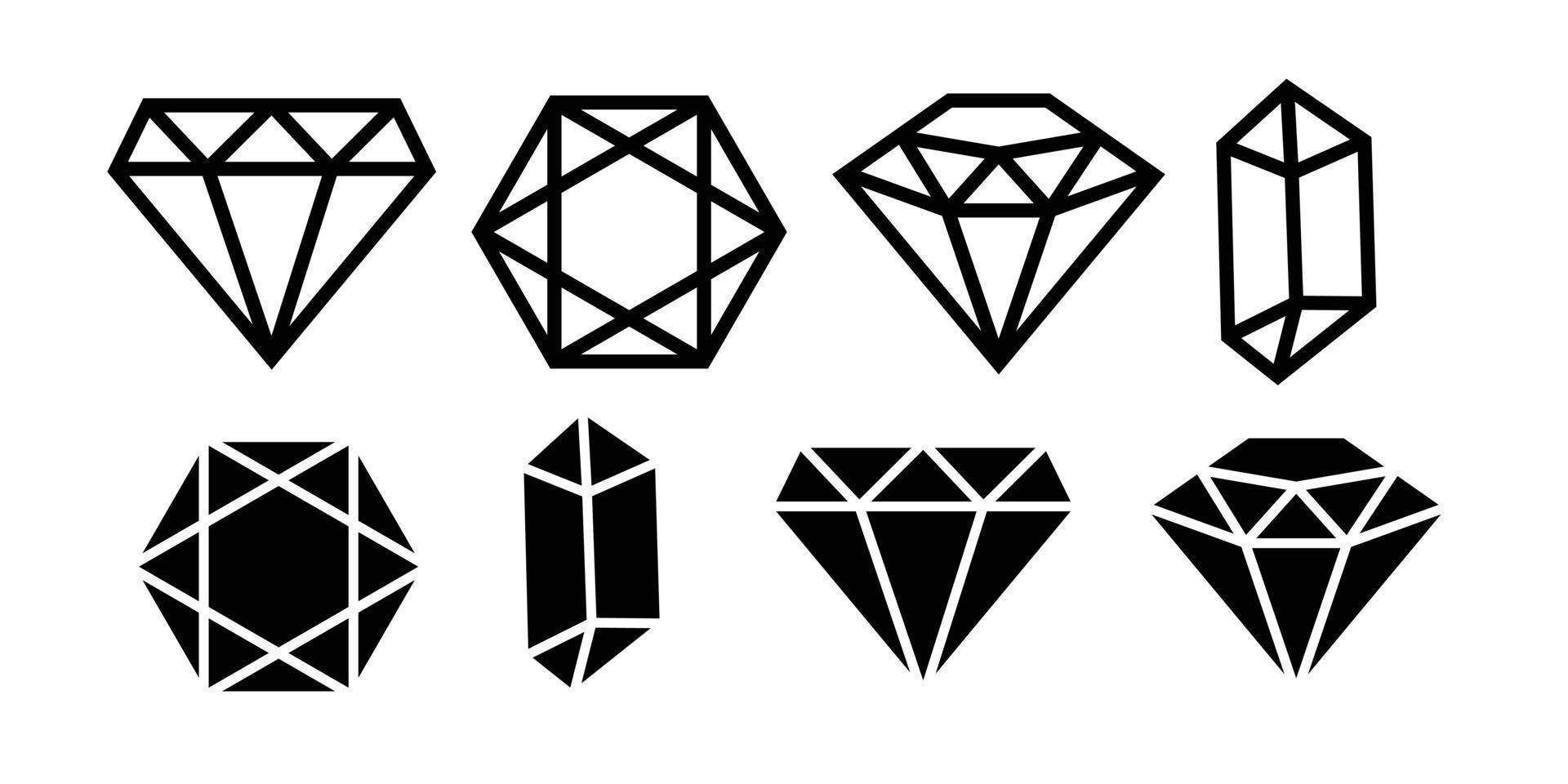 les illustrations de diamants en noir et blanc vecteur