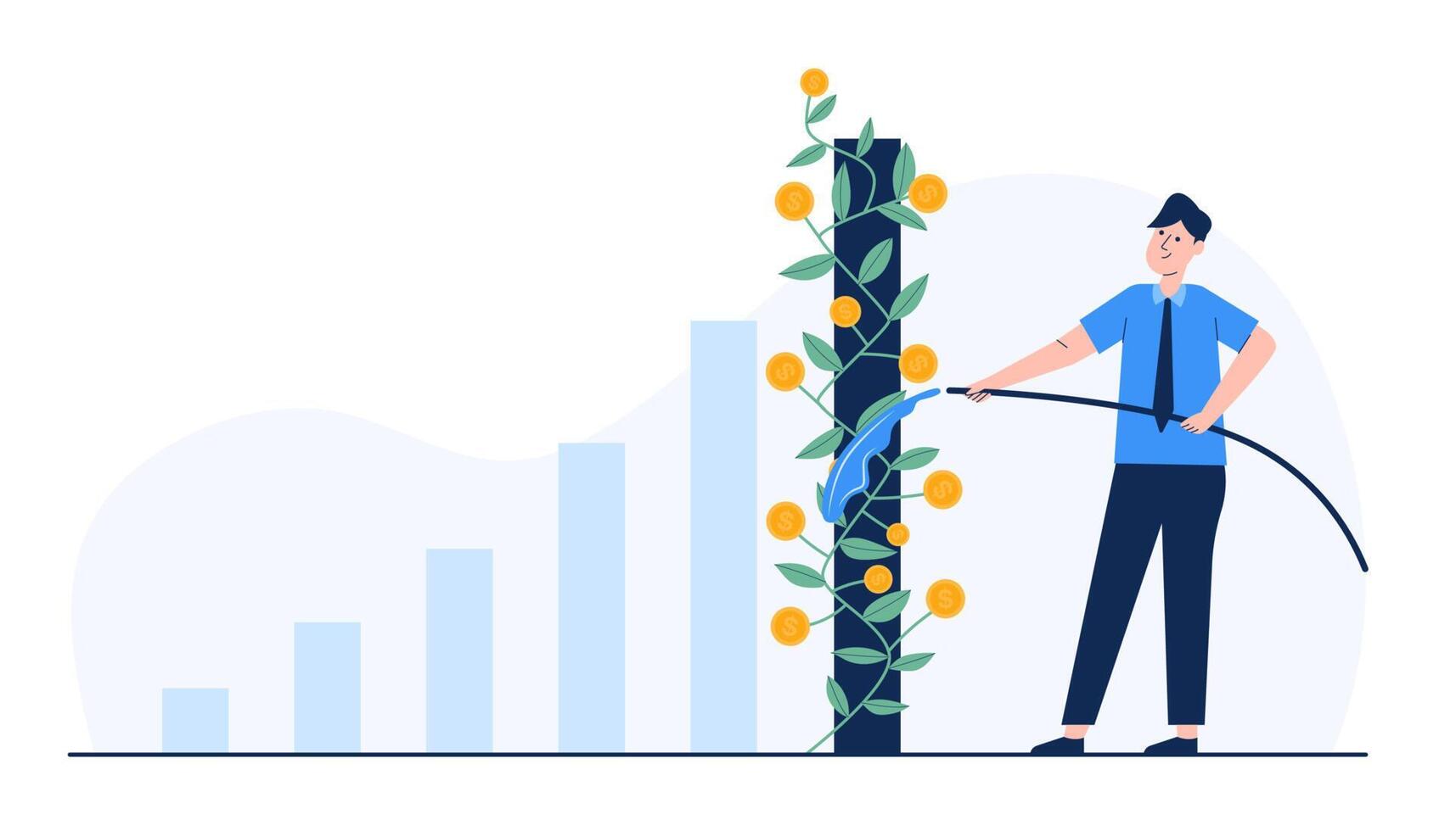 marché boursier au cours de l'année montrant les taux de croissance sur un graphique analyste financier présentant des données dans un rapport vecteur