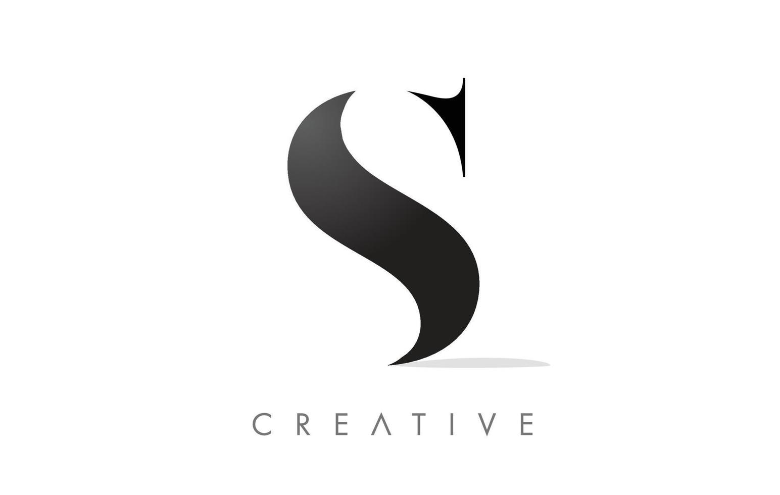 logo de lettre s serif avec un design minimaliste en vecteur noir et blanc