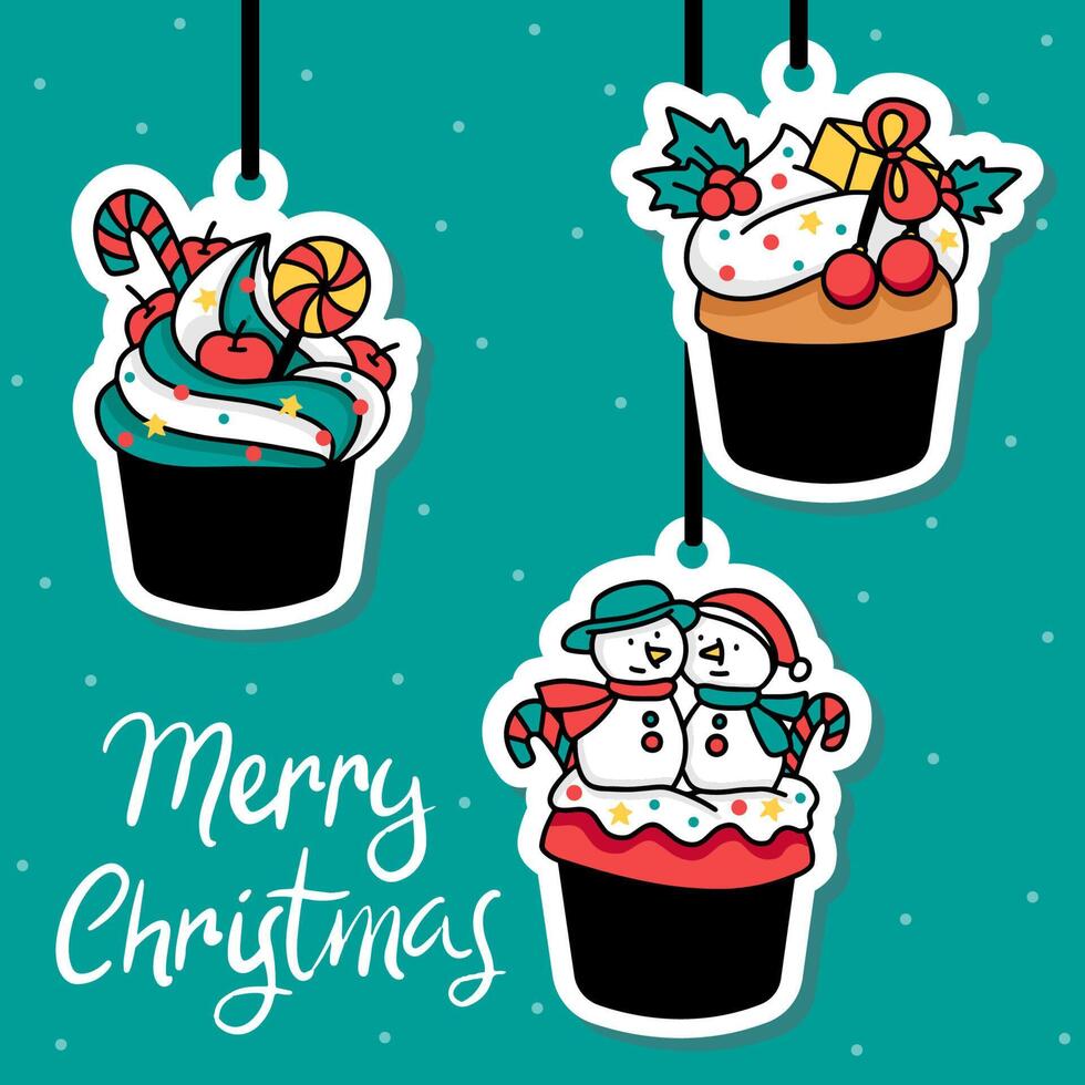 collection de cupcakes de noël vector illustration