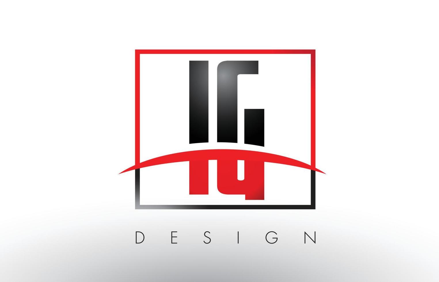 lettres du logo ig iq avec des couleurs rouges et noires et swoosh. vecteur